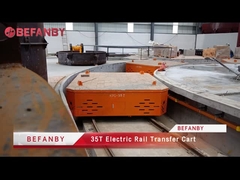 35T Fabriek zware lading elektrische spoorvervoerkarretje, gemotoriseerde materiaalhandhaving spoor trolley